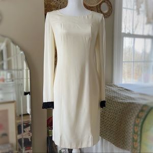 Sachin + Babi Ivory Silk Long Sleeve Beaded Dress